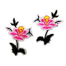 1 Pair Embroidery Flower Sewing Trim Applique Patches Iron on Sewing on Clothes Dress for Decoration Pink