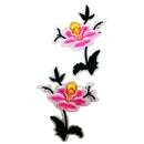 1 Pair Embroidery Flower Sewing Trim Applique Patches Iron on Sewing on Clothes Dress for Decoration Pink