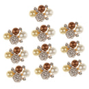 10 Pieces Rhinestone Pearl Flower Brooch DIY Bridal Wedding Decoration Flatback Buttons
