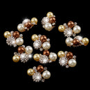 10 Pieces Rhinestone Pearl Flower Brooch DIY Bridal Wedding Decoration Flatback Buttons