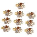 10 Pieces Rhinestone Pearl Flower Brooch DIY Bridal Wedding Decoration Flatback Buttons