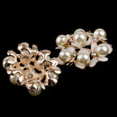 5 Pieces Crystal Diamante Pearl Flower Brooch Button DIY Bridal Wedding Bouquet 35mm