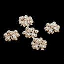 5 Pieces Crystal Diamante Pearl Flower Brooch Button DIY Bridal Wedding Bouquet 35mm