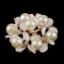 5 Pieces Crystal Diamante Pearl Flower Brooch Button DIY Bridal Wedding Bouquet 35mm