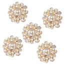 5 Pieces Crystal Diamante Pearl Flower Brooch Button DIY Bridal Wedding Bouquet 35mm