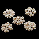 5 Pieces Crystal Diamante Pearl Flower Brooch Button DIY Bridal Wedding Bouquet 35mm