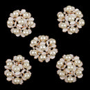 5 Pieces Crystal Diamante Pearl Flower Brooch Button DIY Bridal Wedding Bouquet 35mm