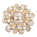 5 Pieces Crystal Diamante Pearl Flower Brooch Button DIY Bridal Wedding Bouquet 35mm