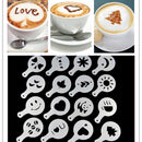 16 Pieces Coffee Mold Stencils Template Strew Flowers Pad Duster Spray Tools