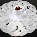 16 Pieces Coffee Mold Stencils Template Strew Flowers Pad Duster Spray Tools