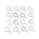 16 Pieces Coffee Mold Stencils Template Strew Flowers Pad Duster Spray Tools
