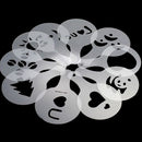 16 Pieces Coffee Mold Stencils Template Strew Flowers Pad Duster Spray Tools