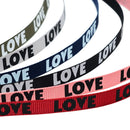 6pcs 10mm/0.4" 1yard LOVE Printed Grosgrain Ribbons for DIY Hair Bows Sewing
