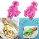 2 Pieces Baby Boy Girl DIY Silicone Mould Fondant Cake Mold Tool Baking Accessoires Bakeware