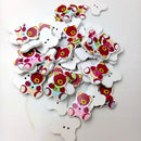 50 Pieces Wooden Bear Shape Flatback 2-holes Buttons Sewing Embellishment for Clothing Decoration