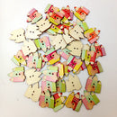 50 Pieces Wooden Pencil House Buttons 29mm x 25mm Scrapbooking Crafting Sewing Decorating Embellishments