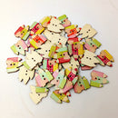 50 Pieces Wooden Pencil House Buttons 29mm x 25mm Scrapbooking Crafting Sewing Decorating Embellishments