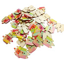 50 Pieces Wooden Pencil House Buttons 29mm x 25mm Scrapbooking Crafting Sewing Decorating Embellishments
