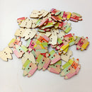 50 Pieces Wooden Pencil House Buttons 29mm x 25mm Scrapbooking Crafting Sewing Decorating Embellishments