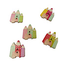 50 Pieces Wooden Pencil House Buttons 29mm x 25mm Scrapbooking Crafting Sewing Decorating Embellishments