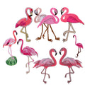 8 Pieces Flamingos Shape Embroidery Fabric Applique Patch for Sewing on Clothes Dress