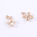 10 Piece Flower Shape Pearl Crystal Wedding Scrapbooking Embellishment Crafts Gold