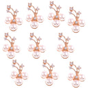 10 Piece Flower Shape Pearl Crystal Wedding Scrapbooking Embellishment Crafts Gold