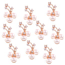 10 Piece Flower Shape Pearl Crystal Wedding Scrapbooking Embellishment Crafts Gold