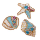 3 Pieces Sew on Iron on Rhinestone Pearl Patch Beaded Starfish Conch Transfer Badge Applique for Clothes Bag Hat Craft Decor DIY