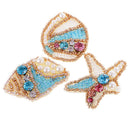 3 Pieces Sew on Iron on Rhinestone Pearl Patch Beaded Starfish Conch Transfer Badge Applique for Clothes Bag Hat Craft Decor DIY