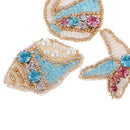 3 Pieces Sew on Iron on Rhinestone Pearl Patch Beaded Starfish Conch Transfer Badge Applique for Clothes Bag Hat Craft Decor DIY