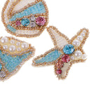 3 Pieces Sew on Iron on Rhinestone Pearl Patch Beaded Starfish Conch Transfer Badge Applique for Clothes Bag Hat Craft Decor DIY