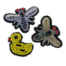 3 Pieces/Set Embroidery Rhinestone Beaded Patch Duck Dragonfly Patches Cloth Garment Decoration