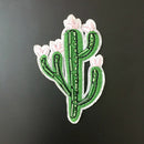 2 Pieces Embroidered Flower/Cactus Patches For Cloth Sewing Applique Embellishment