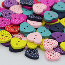 100 Pieces Wooden Sewing Buttons Scrapbooking DIY Craft Heart Mixed 2-Holes Dot Pattern 15.0mm (5/8 '') x 13.0mm (4/8'')