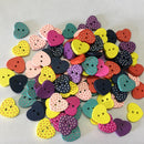 100 Pieces Wooden Sewing Buttons Scrapbooking DIY Craft Heart Mixed 2-Holes Dot Pattern 15.0mm (5/8 '') x 13.0mm (4/8'')