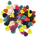 100 Pieces Wooden Sewing Buttons Scrapbooking DIY Craft Heart Mixed 2-Holes Dot Pattern 15.0mm (5/8 '') x 13.0mm (4/8'')