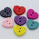 100 Pieces Wooden Sewing Buttons Scrapbooking DIY Craft Heart Mixed 2-Holes Dot Pattern 15.0mm (5/8 '') x 13.0mm (4/8'')