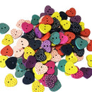 100 Pieces Wooden Sewing Buttons Scrapbooking DIY Craft Heart Mixed 2-Holes Dot Pattern 15.0mm (5/8 '') x 13.0mm (4/8'')
