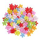Pack of 100 Cute Multi Color Flower Buttons Mixed Wood Buttons Sewing Scrapbooking DIY Craft 2 Holes