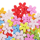 Pack of 100 Cute Multi Color Flower Buttons Mixed Wood Buttons Sewing Scrapbooking DIY Craft 2 Holes