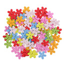 Pack of 100 Cute Multi Color Flower Buttons Mixed Wood Buttons Sewing Scrapbooking DIY Craft 2 Holes