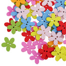 Pack of 100 Cute Multi Color Flower Buttons Mixed Wood Buttons Sewing Scrapbooking DIY Craft 2 Holes