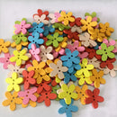 Pack of 100 Cute Multi Color Flower Buttons Mixed Wood Buttons Sewing Scrapbooking DIY Craft 2 Holes
