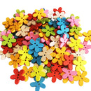 Pack of 100 Cute Multi Color Flower Buttons Mixed Wood Buttons Sewing Scrapbooking DIY Craft 2 Holes