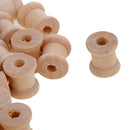 100 Pieces Mini Natural Color Wooden Empty Spools for Thread String Ribbons Wires Trims 14mmx12mm