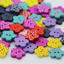 100 Pieces Lovely Mixed Wooden Buttons for DIY Sewing Scrapbooking Flower Dot