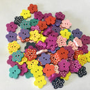 100 Pieces Lovely Mixed Wooden Buttons for DIY Sewing Scrapbooking Flower Dot