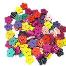 100 Pieces Lovely Mixed Wooden Buttons for DIY Sewing Scrapbooking Flower Dot
