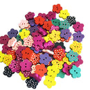 100 Pieces Lovely Mixed Wooden Buttons for DIY Sewing Scrapbooking Flower Dot